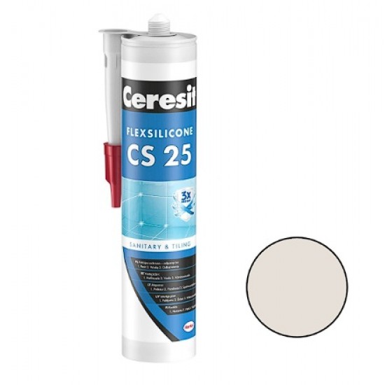 Ceresit CS 25 Sanitārais silikona hermētiķis, 280ml, pergamons (39)