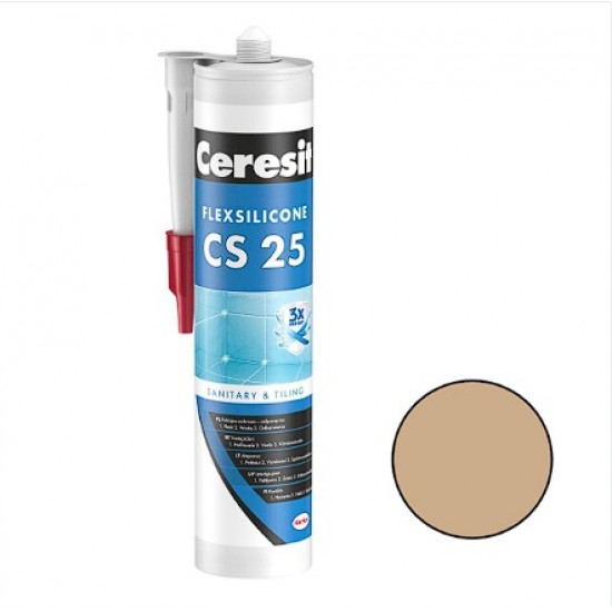 Ceresit CS 25 Sanitārais silikona hermētiķis, 280ml, toffi (44)