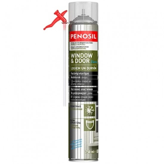 Penosil Window & Door Elastic Elastīgās logu un durvju montāžas putas ar salmiņaplikatoru 750ml