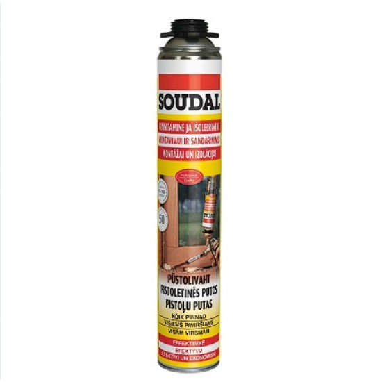 Soudal Gunfoam Yellow 50 Summer montāžas putas pistolei, dzeltenas, 750ml