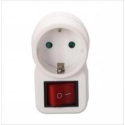 Adapteris ar 2 polu slēdzi un bērnu aizsardzību. Ieeja: 250 W ~ 16 A. Maks. 3500 W, balts
