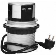 Встраиваемая мебельная розетка с USB-зарядным устройством и кабелем 1,5 м, Schuko, 3 x 230 В переменного тока/16 А; 3680 Вт; IP20; 2 выхода USB-зарядное устройство USB 5 В постоянного тока