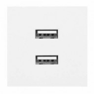 NOEN USB dubultpieslēgvietas modulis mēbeļu savienošanas panelim, ar USB lādētāju, balts