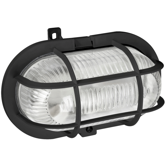 LED Ārējāis gaismeklis ovāls ar aizsardz.60W IP44, E27, melns