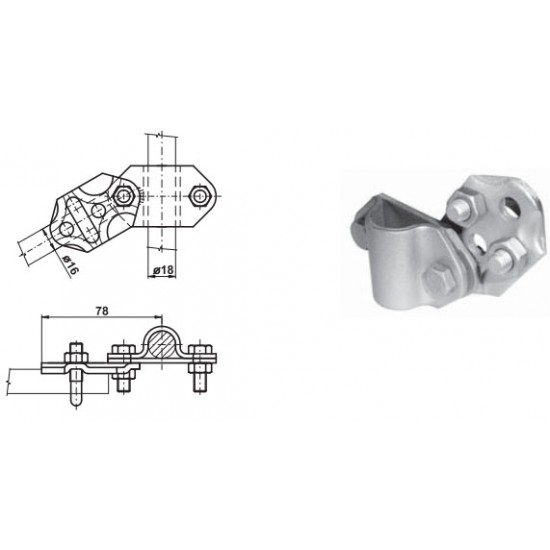 Universāls turētājs ar viru Rd18-Rd20mm stieņiem, St/Zn