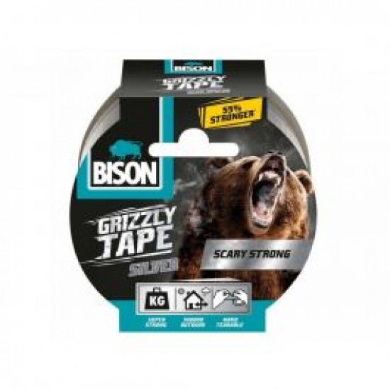 Bison Grizzly Tape Līmlente, pelēka, 10m