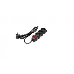 Pagarinātājs H05VV-F 3G1.5mm2, 3M, ar bērnu aizsardzību, ar slēdzi, melns