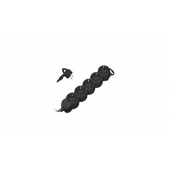Pagarinātājs H05VV-F 3G1.5mm2, 3M, melns, ar bērnu aizsardzību, Ligzda: 3 veidi, melna
