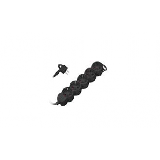 Pagarinātājs H05VV-F 3G1.5mm2, 3M, melns, ar bērnu aizsardzību, Ligzda: 3 veidi, melna Pagarinātājs H05VV-F 3G1.5mm2, 3M, melns, ar bērnu aizsardzību, Ligzda: 3 veidi, melna