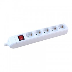 5 vietīgs pagarinātājs ar slēdzi H05VV-F 3G1.5mm2, 5M balts