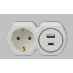 Adapteris 1 izejai ar bērnu aizsardzību, A+C, 2.4A