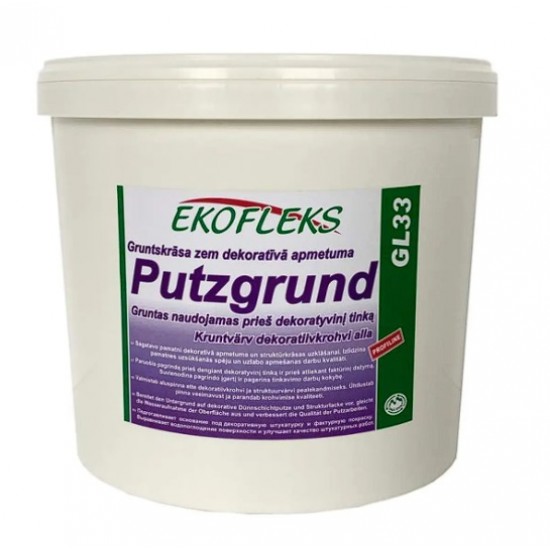 Ekofleks Putzgrund GL33 Gruntskrāsa zem dekor. apmetuma ar kvarca graudu , balta, 1.5kg