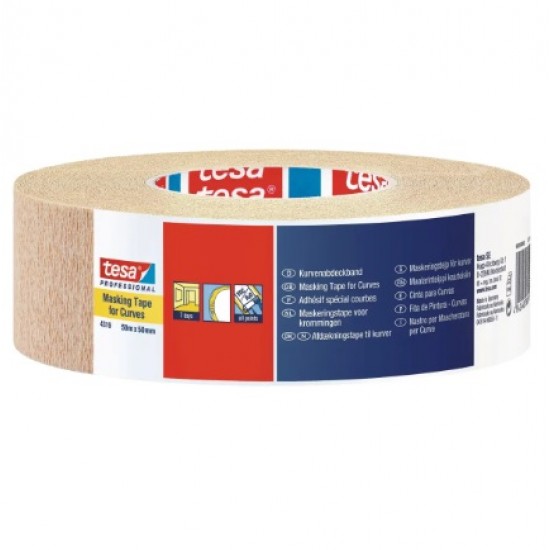 Tesa Masking Tape for Curves Krāsotāju lente izliektām malām, 19mm x 25m