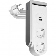 Galda strāvas sloksne ar USB lādētāju un atsperu klipsi, Schuko versija