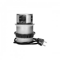 Vienmērīga mēbeļu ligzda ar 1,5m kabeli, Schuko, 4 x 230V AC/16A; 3680W; IP20