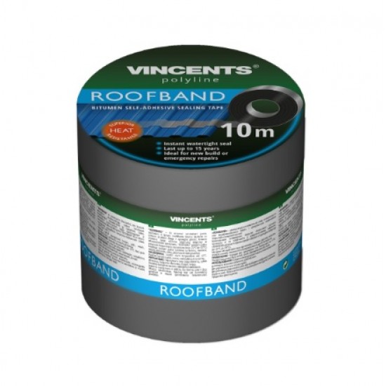 Vincents Polyline Roofband Bitumena blīvējoša lente Pelēka 7.5cm x 10m