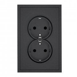043-618 ADRIA розетка Schuko 2-местная с заземлением, 16A, 250V, чёрная