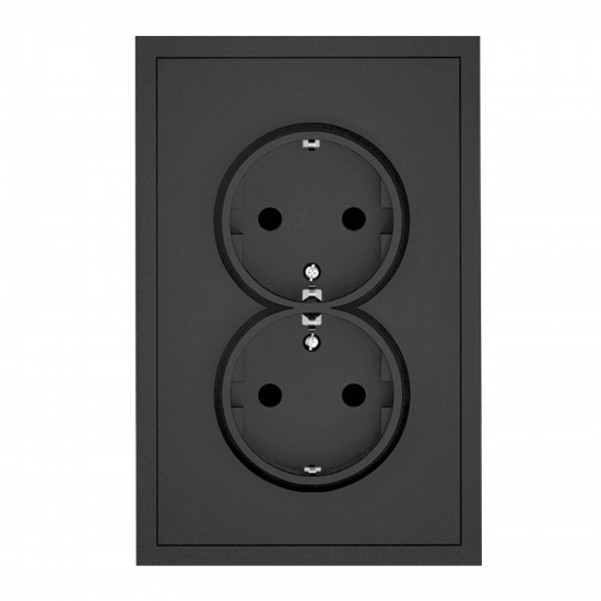 043-618 ADRIA розетка Schuko 2-местная с заземлением, 16A, 250V, чёрная 043-618 ADRIA розетка Schuko 2-местная с заземлением, 16A, 250V, чёрная