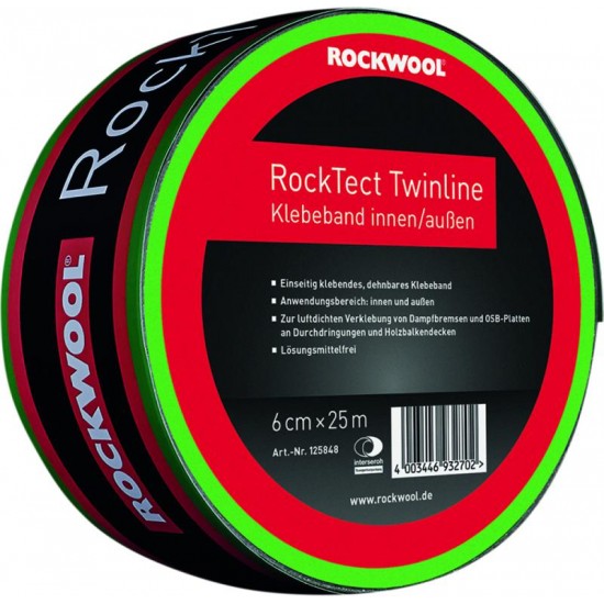 Rockwool RockTect Twinline Vienpusēja līmlente šuvju hermetizēšanai starp vēja izolācijas plātnēm 60mm x 25m