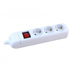 3 kontaktu pagarinātājs ar slēdzi H05VV-F 3G1.5mm2, 5M balts