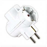 Трёхсторонняя вилка с заземляющим контактом 10/16A250V~Макс.3500W. С защитой от детей, белая