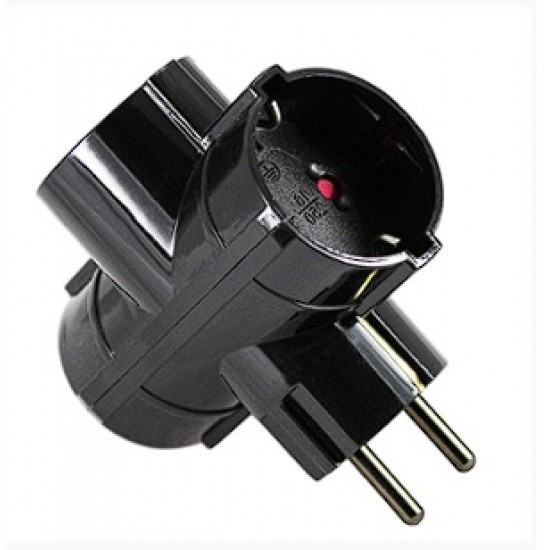 Trīspusēja kontaktdakša ar zemējuma kontaktu 10/16A 250V~ Maks. 3500W. Ar bērnu aizsardzību, melna