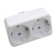 Divkārša kontaktdakša ar zemējošanu 10/16A 250V~ Maks. 2200W. Ar bērnu aizsardzību, balta