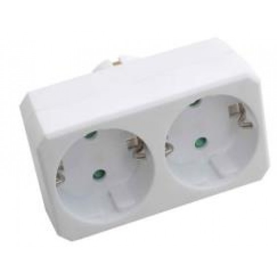 Divkārša kontaktdakša ar zemējošanu 10/16A 250V~ Maks. 2200W. Ar bērnu aizsardzību, balta Divkārša kontaktdakša ar zemējošanu 10/16A 250V~ Maks. 2200W. Ar bērnu aizsardzību, balta