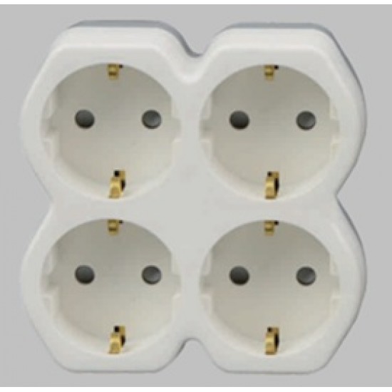 Adapteris 4 izejām ar bērnu aizsardzību, 16 A, 250 V Adapteris 4 izejām ar bērnu aizsardzību, 16 A, 250 V