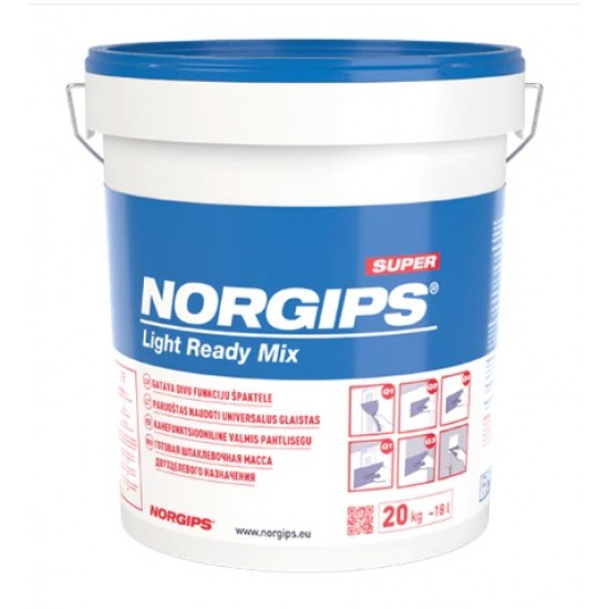 Norgips Light Ready Mix gatava divu funkciju špaktele (Zila), 20kg