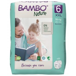BAMBO Nature 6 (16+ kg) Alerģiju neizraisošās bērnu eko autiņbiksītes, 20 gab.