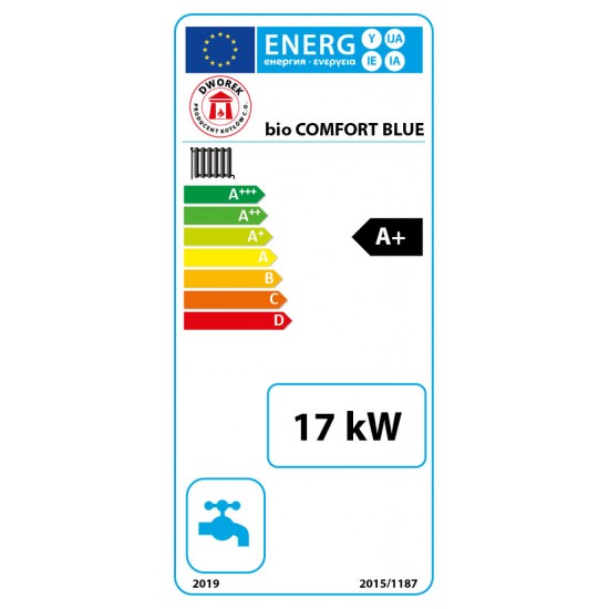 DWOREK granulu apkures katls bez durvīm BIO COMFORT BLUE - 17 kW