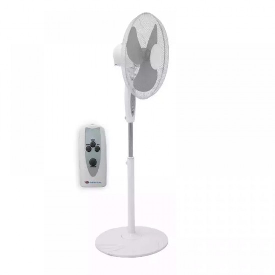 Gridas ventilators, balts, 45 W, 3 atruma iestatijumi, aizsargs no metala sieta, vadams ar pulti, taimeris