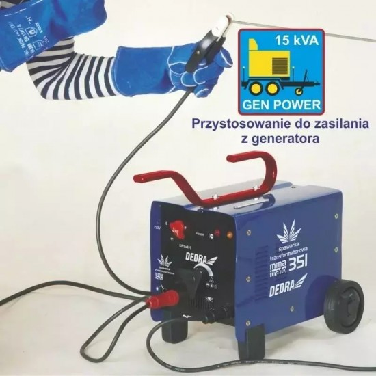 Metinašanas transformators 250 A, 230 V/400 V, metinašanas vadu EURO savienojumi,industriala kontaktdakša, riteni, pieslegums 1-fazes tiklam DESa016k