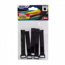 Velcro saites, 12 x 150 mm melnas, 5 gab.