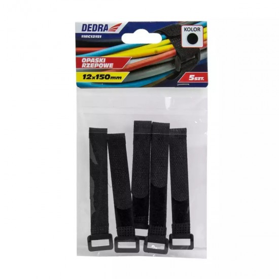 Velcro saites, 12 x 150 mm melnas, 10 gab.