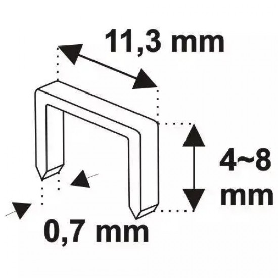 Rokas skavotajs mebelu tapsešanas darbiem, 4–8 mm