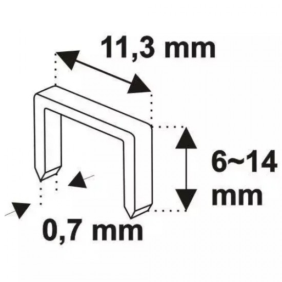 Rokas skavotajs mebelu tapsešanas darbiem, 6–14 mm, regulejams trieciena speks