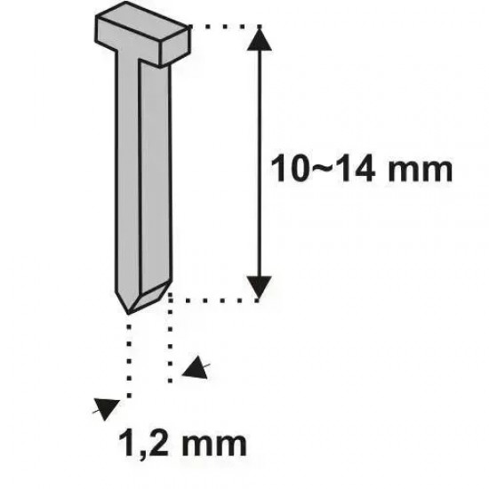 Naglas, 10 mm, 1000 gab., veids D11T (1,2 mm)