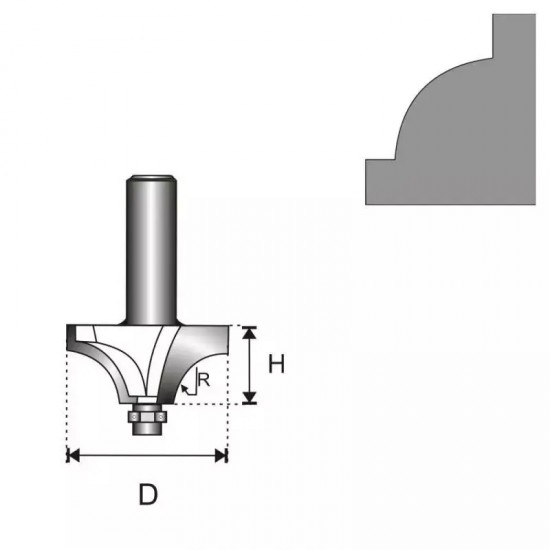 Ornamenta freze, kats 6 D 19 H 6,5 R 3,17 mm