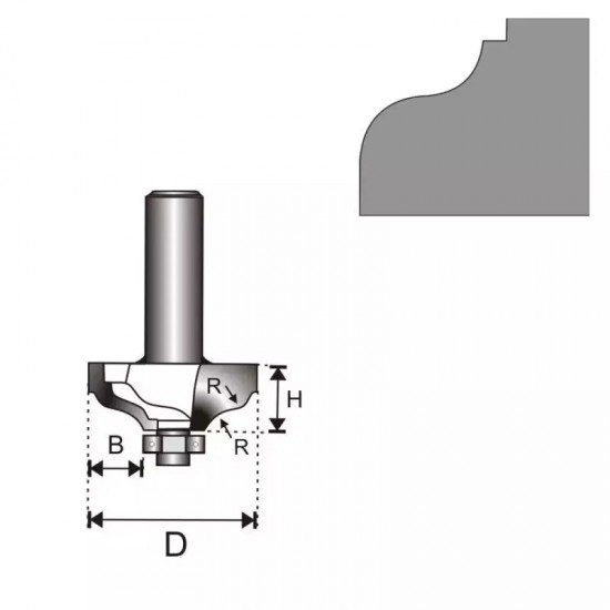 Dubultas noapalošanas freze, kats 8 D 32 H 12,9 R 3,96 B 9,52mm