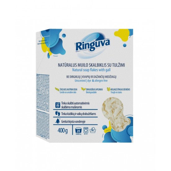 Mazgāšanas līdzeklis ar žulti uz dabīgo ziepju skaidu bāzes RINGUVA, 400g